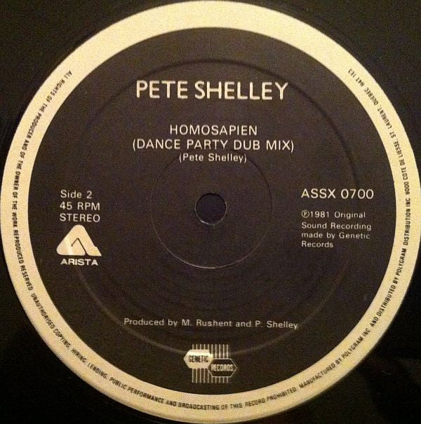 Pete Shelley : Witness The Change / I Don't Know What It Is / Homosapien (Dance Party Dub Mix) (12", Single, Ltd)