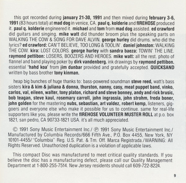 fIREHOSE : Flyin' The Flannel (CD, Album)