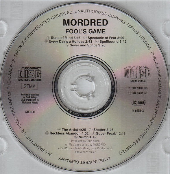 Mordred : Fool's Game (CD, Album)