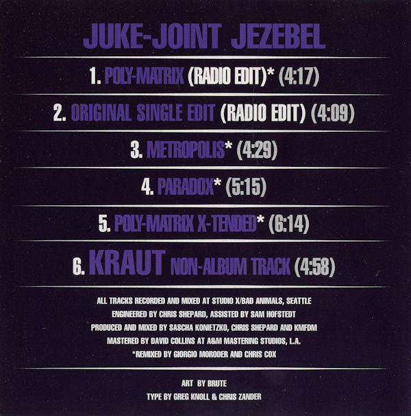 KMFDM : Juke-Joint Jezebel (The Giorgio Moroder Mixes) (CD, Single)