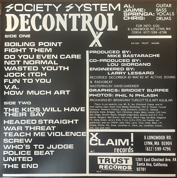 SS Decontrol* : The Kids Will Have Their Say (12", Album, RE, RM)