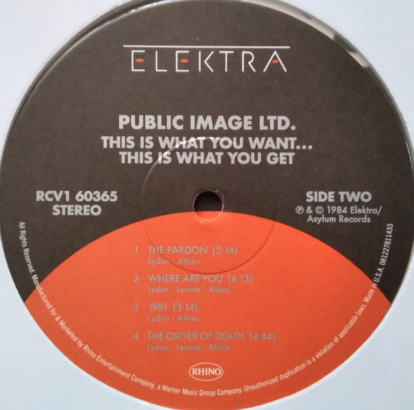 Public Image Ltd.* : This Is What You Want... This Is What You Get (LP, Album, RE, Clo)