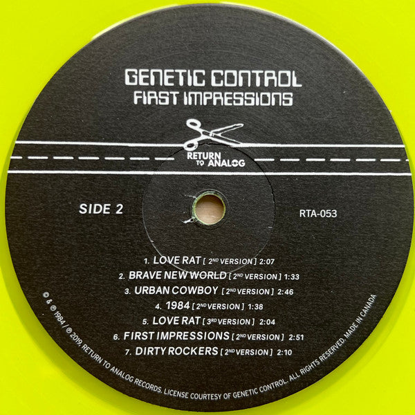 Genetic Control : First Impressions (LP, Ltd, RE, RP, Yel)