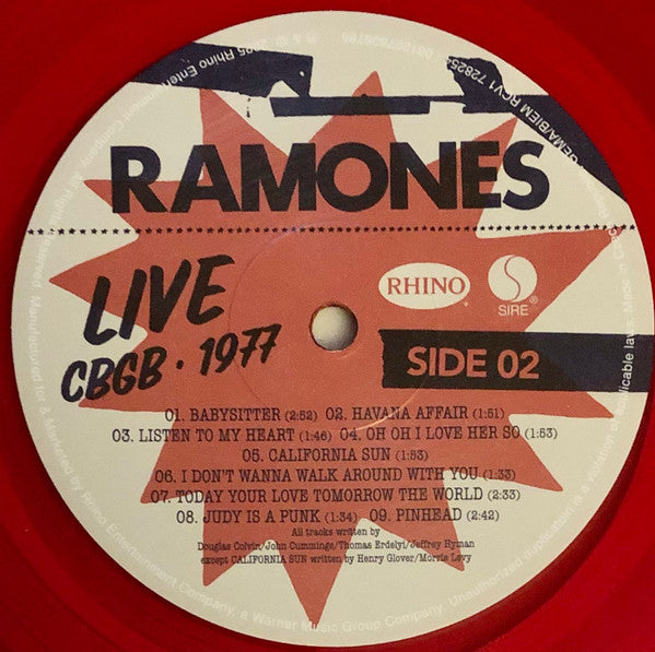 Ramones : Live (CBGB • 1977) (LP, RSD, Ltd, RE, Red)