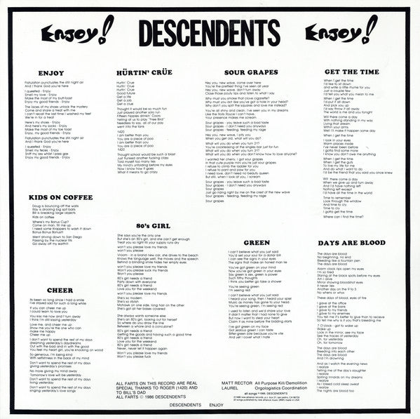 Descendents : Enjoy! (LP, Album, RE)
