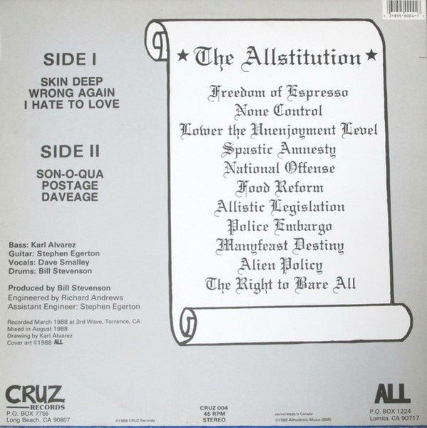 ALL (2) : Allroy For Prez (12", EP, RE)