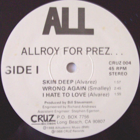 ALL (2) : Allroy For Prez (12", EP, RE)