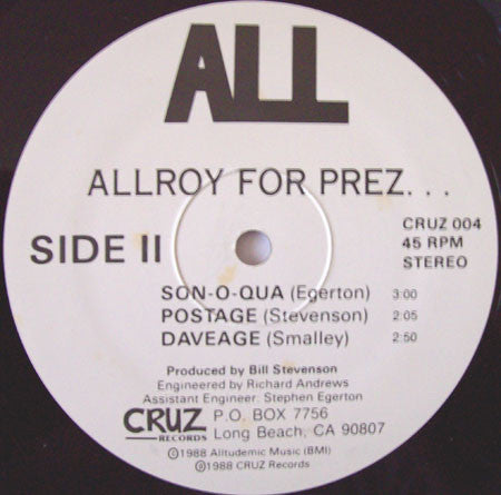 ALL (2) : Allroy For Prez (12", EP, RE)